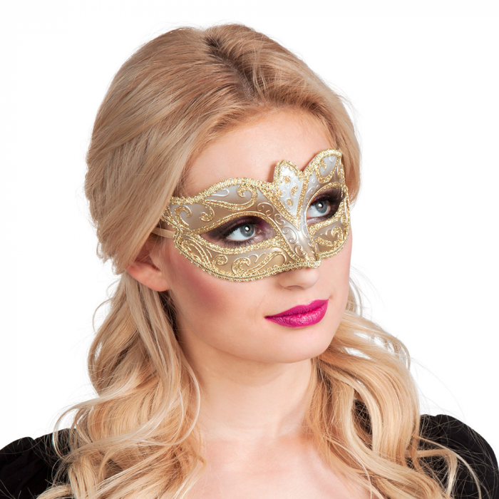 Venetiaans masker Felina goud - Willaert, verkleedkledij, carnavalkledij, carnavaloutfit, feestkledij, masker, venetiaanse maskers, oogmasker, loupe, Venetiaans bal, gemaskerd bal, bal masque, gemaskerd feest
